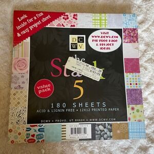 DCWV Stack 5 Pack 180 Sheets 12x12 Paper Scrapbooking Crafts new